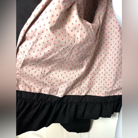 Anthro CARTONNIER Calin Blazer Jacket Coat Ruffle Hem Floral Lined Cropped Knit - Picture 7 of 9